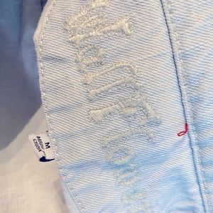 WallFlower Distressed Cropped Jean Jacket Size M